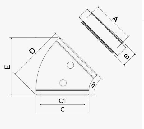 Cot de 45° din EPS pentru MVHR Ø125 / Ø160