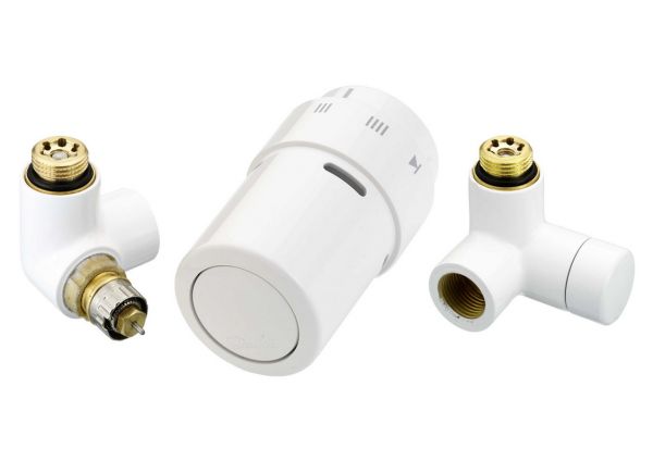 Set robinet termostatic design Danfoss Collection tip RAX, pe stînga alb