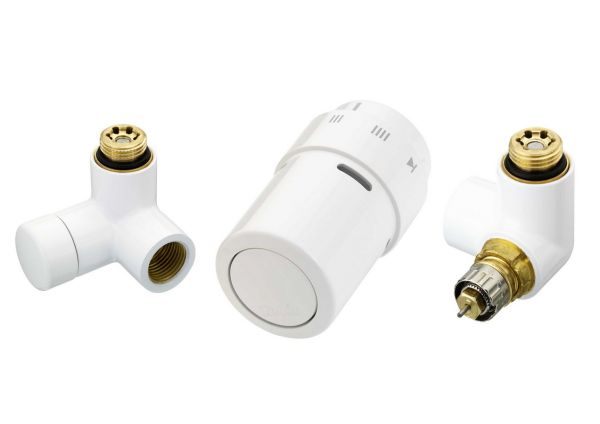 Set robinet termostatic design Danfoss Collection tip RAX, pe dreapta alb