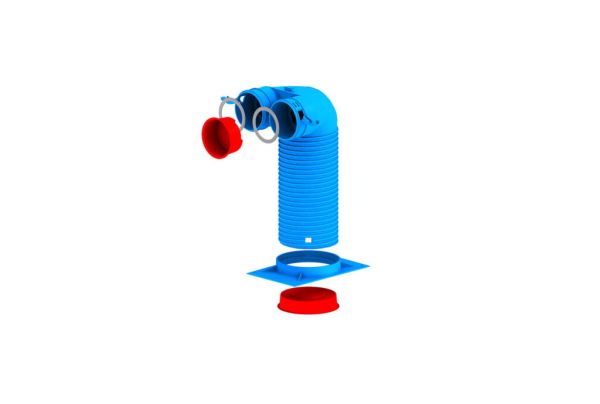 Racord tub 90° pentru 2 tuburi Ø75mm Tecnosystemi 30100140