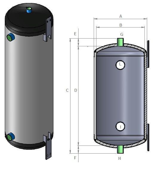 Acumulator agent termic INOX 25 Lt Puffer SARI (Made in Italy)