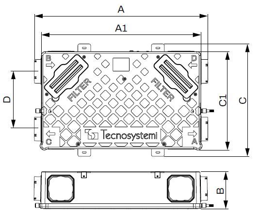 Senzor de control CO2 pentru recuperator de caldura centralizat Tecnosystemi