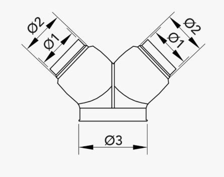 Distribuitor cu 3 cai pentru tevi ventilare 150/200/250