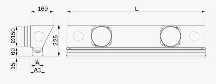 Grila liniara din PVC anti-condens cu clapeta plenum izolat si deflector 600/20/100 2xØ150