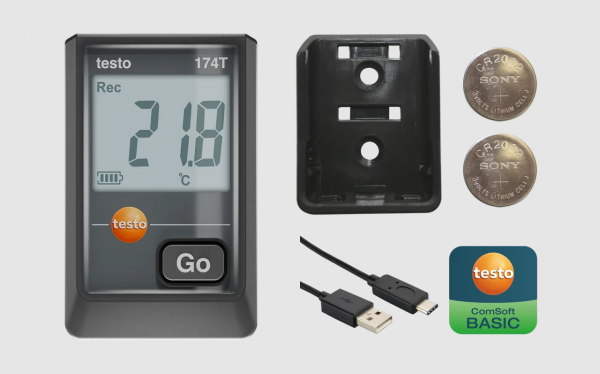 testo 174 T - Mini înregistrator de date pentru temperatură cu USB-C și software pentru PC