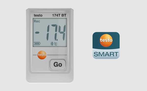 testo 174 T BT - Mini înregistrator de date de temperatură cu Bluetooth® și conexiune la aplicație (alb)