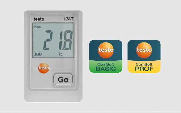 testo 174 T - Mini înregistrator de date pentru temperatură cu USB-C și software pentru PC (alb)