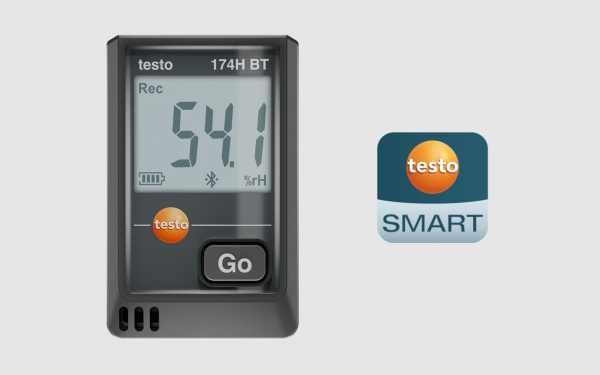 testo 174 H BT - Mini înregistrator de date pentru temperatură și umiditate cu Bluetooth® și conexiune la aplicație (negru)