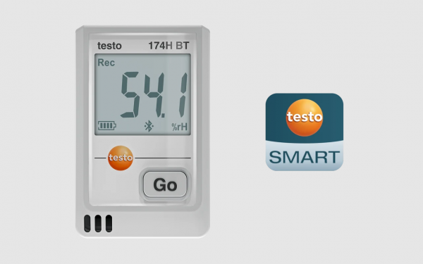 testo 174 H BT - Mini înregistrator de date pentru temperatură și umiditate cu Bluetooth® și conexiune la aplicație (alb)