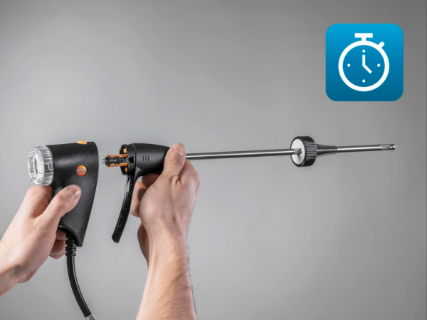 Set testo 300 cu sondă flexibilă - Analizor de gaze de ardere cu senzor de O₂, CO până la 15,000 ppm și NO