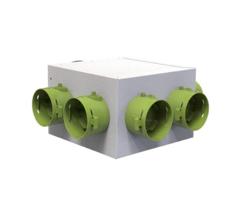 Plenum H160 izolat pentru MVHR 8 iesiri Ø75, conectare Ø 150 cu clapeta reglabila