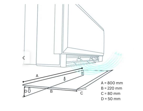 Deflector aer conditionat sticla transparent 800mm BA