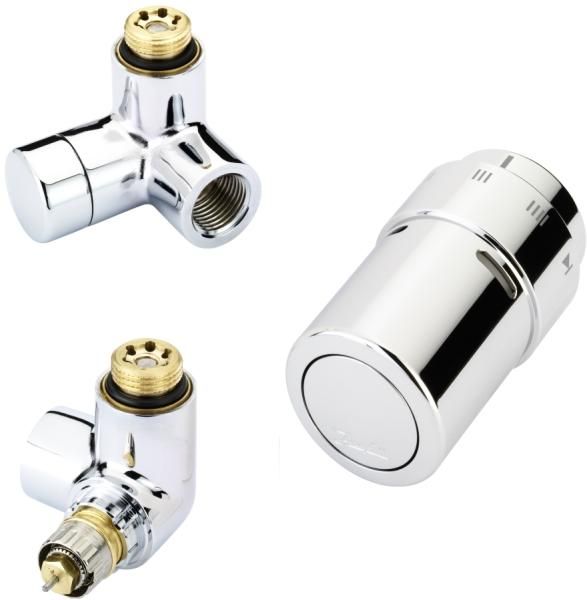 Set robinet termostatic design Danfoss Collection tip RAX, pe dreapta cromat