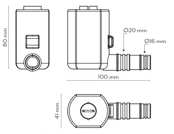 Sifon cu evacuare orizontala 16/18 - 18/20 mm - MINI 2 VC 9899-239-00A