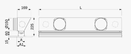 Grila liniara din PVC anticondens cu clapeta plenum izolat si deflector 1500/20/100 3xØ150