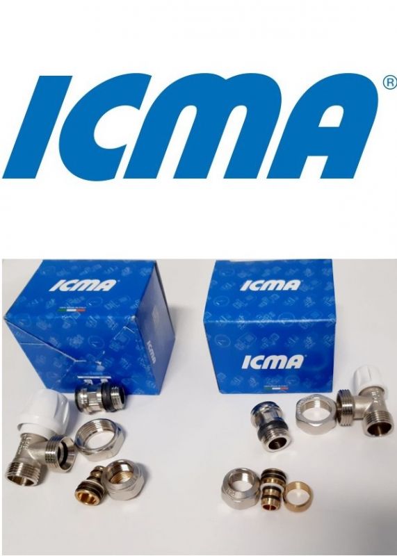 Комплект кран угловых радиаторных ручных вентилей ICMA 1/2 Pex
