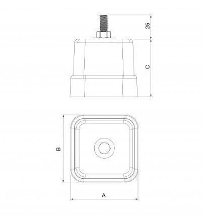 Suport de podea vulcanizat SPK 100 70x70x60